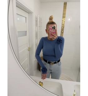 BLUZKA Z RÓŻĄ NA RĘKAWIE GOLD LADY